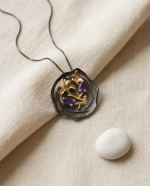 Shadow Garden Vintage Black Silver Amethyst Necklace
