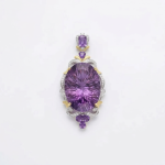 Stellar Radiance 31.5ct Fantasy-Cut Amethyst Pendant in 925 Silver