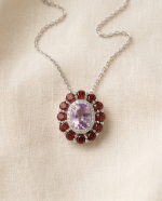 Velvet Dahlia Amethyst & Garnet Floral Necklace in 925 Silver