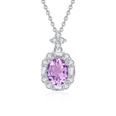 Velvet Dahlia Amethyst & Garnet Floral Necklace in 925 Silver