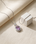 Velvet Dahlia Amethyst & Garnet Floral Necklace in 925 Silver