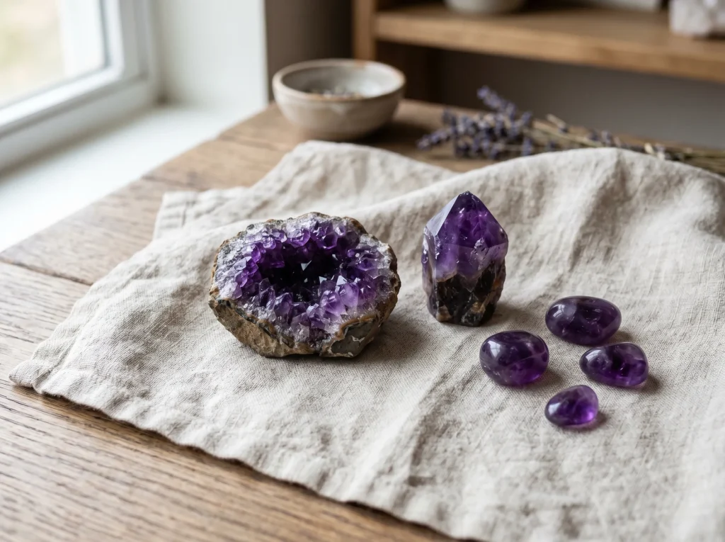 amethyst stress relief — authentic healing crystal collection featuring documented origin Uruguay specimens