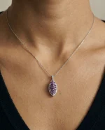 Imperial Leaf Amethyst Cluster Statement Necklace in 925 Silver