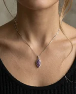 Imperial Leaf Amethyst Cluster Statement Necklace in 925 Silver