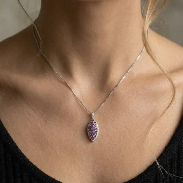 Imperial Leaf Amethyst Cluster Statement Necklace in 925 Silver