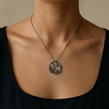 Shadow Garden Vintage Black Silver Amethyst Necklace