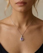 Velvet Dahlia Amethyst & Garnet Floral Necklace 925 Silver