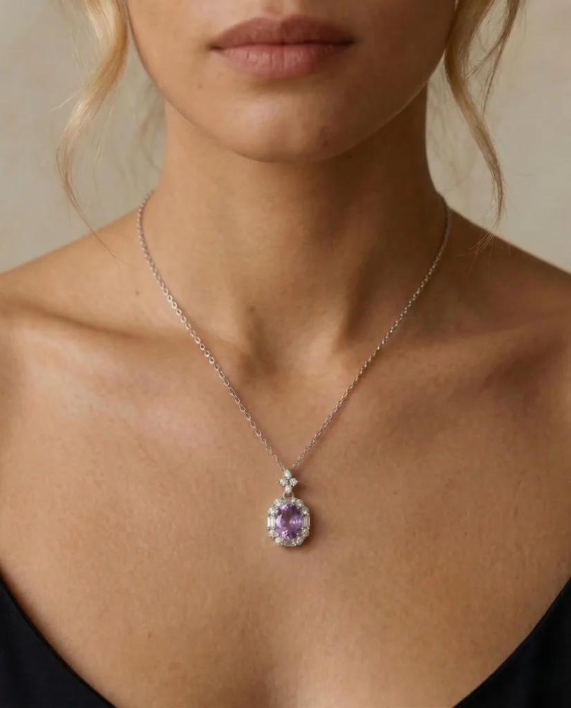 Velvet Dahlia Amethyst & Garnet Floral Necklace 925 Silver