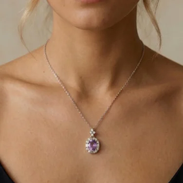 Velvet Dahlia Amethyst & Garnet Floral Necklace 925 Silver