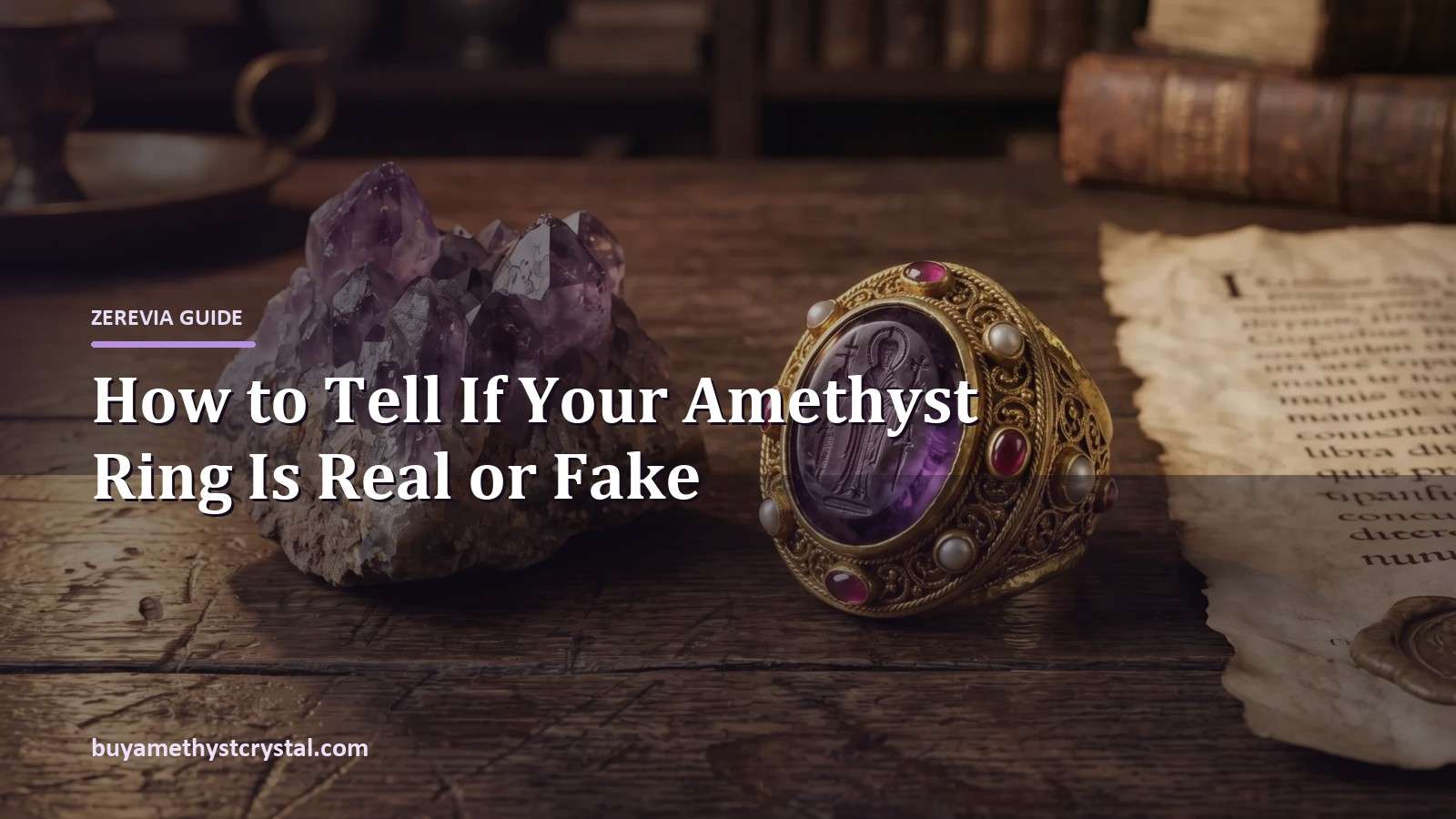 How to Tell If Your Amethyst Ring Is Real or Fake - Zerevia guide cover on amethyst image