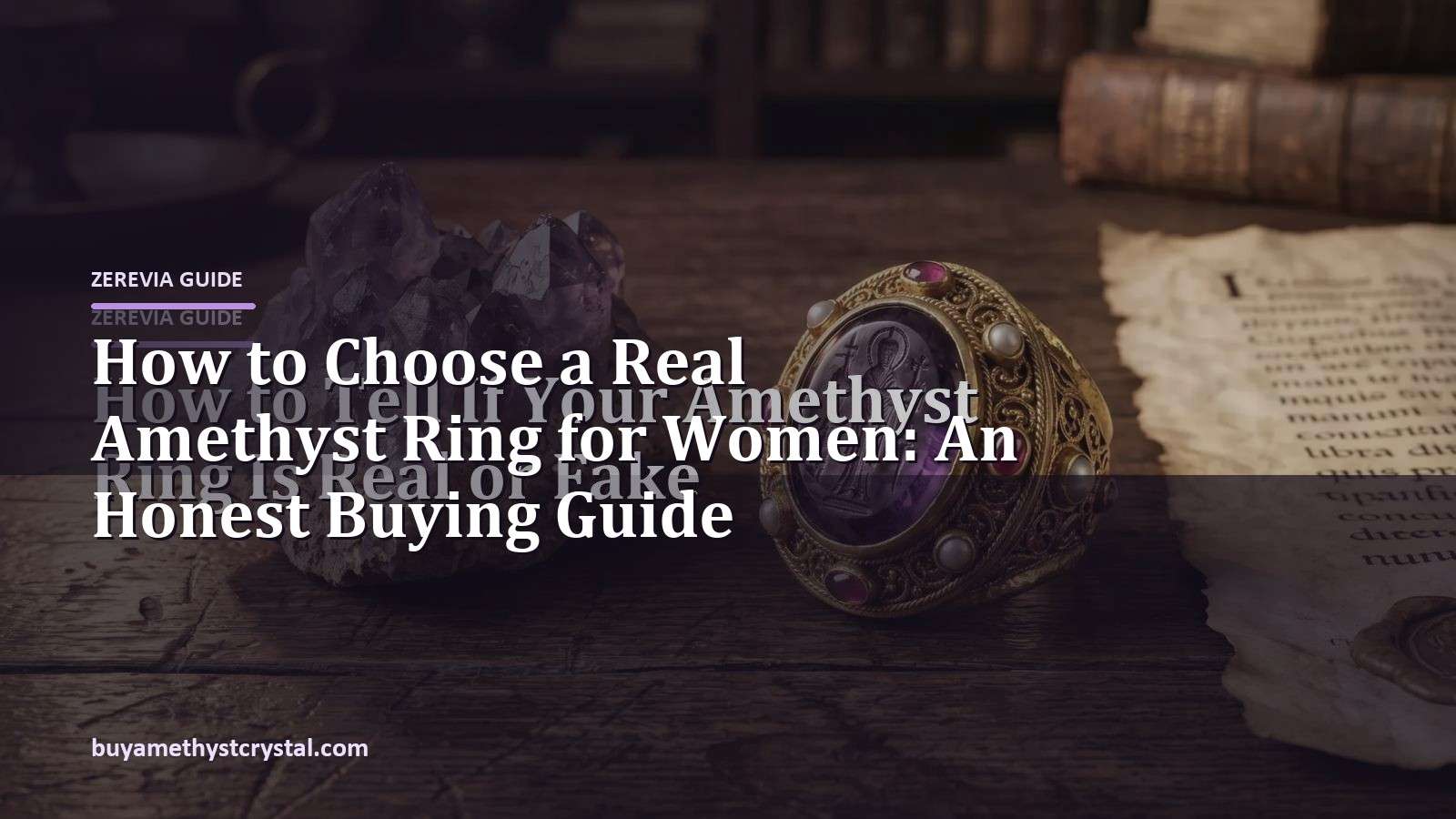 How to Choose a Real Amethyst Ring for Women: An Honest Buying Guide - Zerevia guide cover on amethyst image