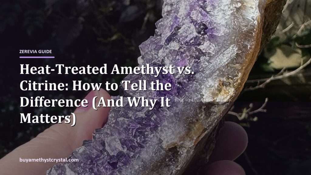 Heat-Treated Amethyst vs. Citrine: How to Tell the Difference (And Why It Matters) - Zerevia guide cover on amethyst image