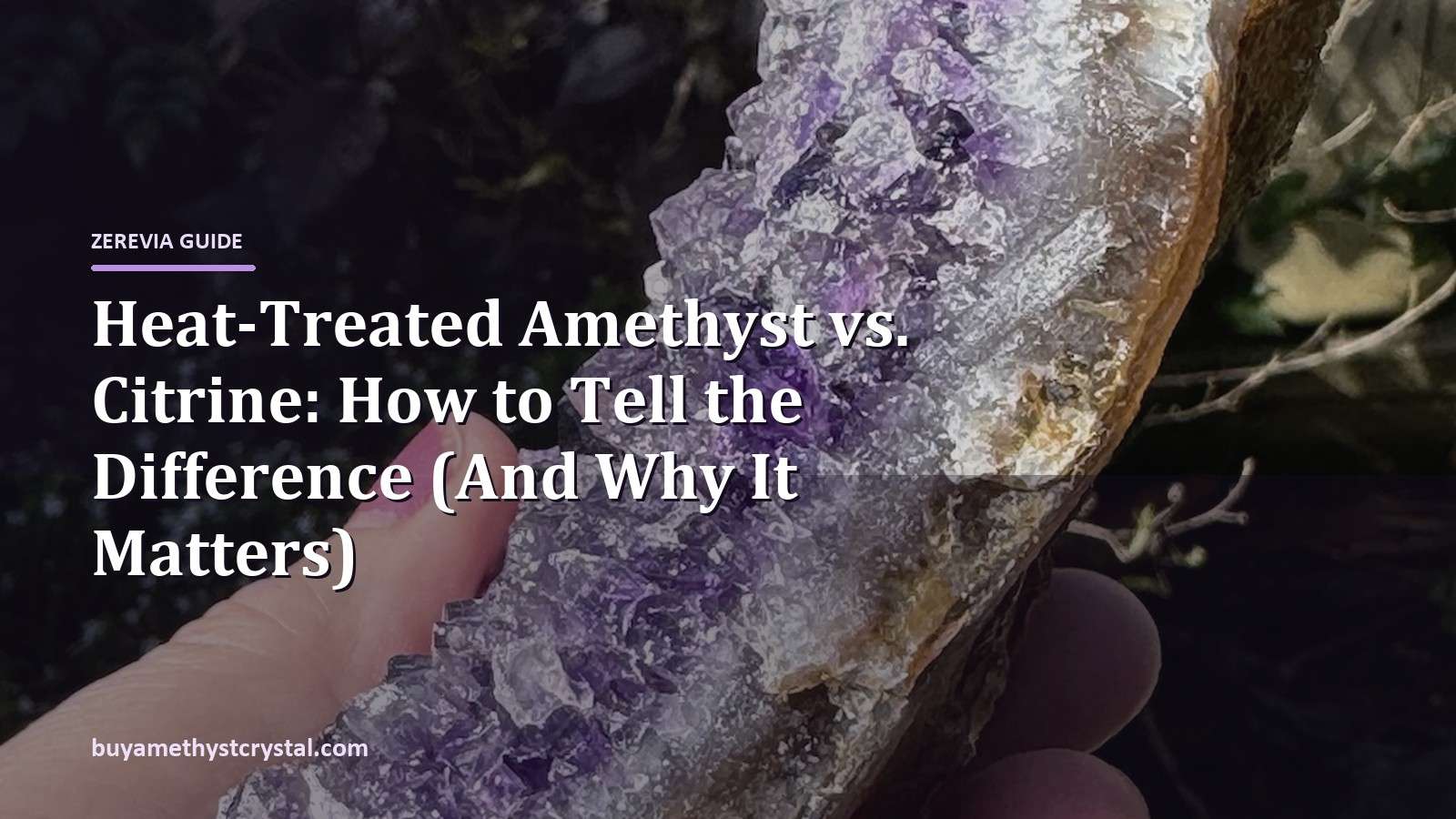 Heat-Treated Amethyst vs. Citrine: How to Tell the Difference (And Why It Matters) - Zerevia guide cover on amethyst image
