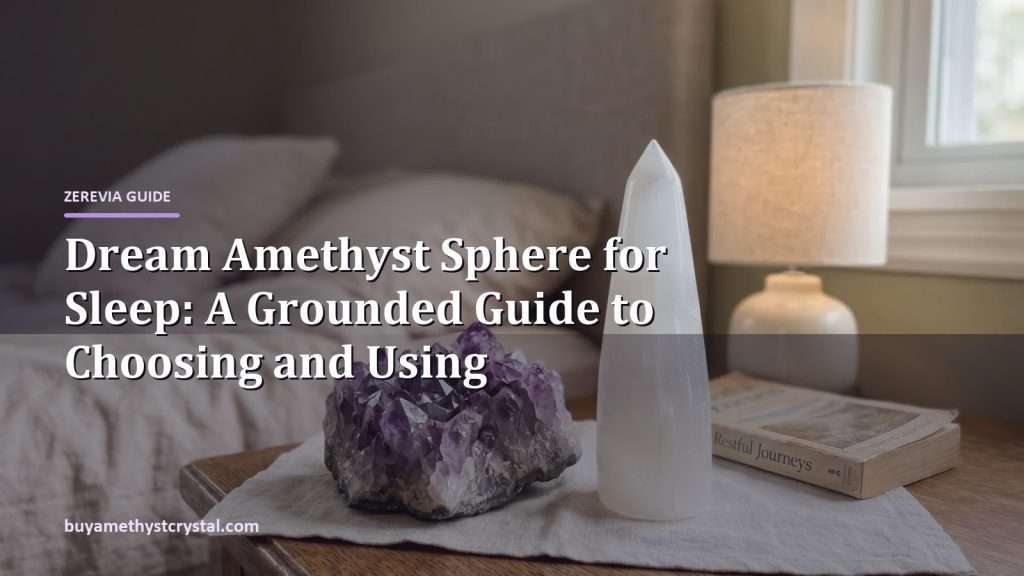 Dream Amethyst Sphere for Sleep: A Grounded Guide to Choosing and Using - Zerevia guide cover on amethyst image