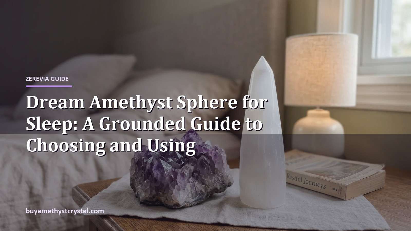 Dream Amethyst Sphere for Sleep: A Grounded Guide to Choosing and Using - Zerevia guide cover on amethyst image
