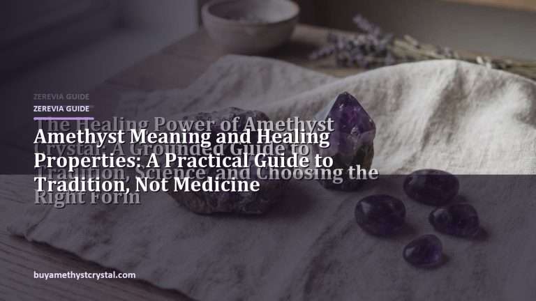 Amethyst Meaning and Healing Properties: A Practical Guide to Tradition, Not Medicine - Zerevia guide cover on amethyst image